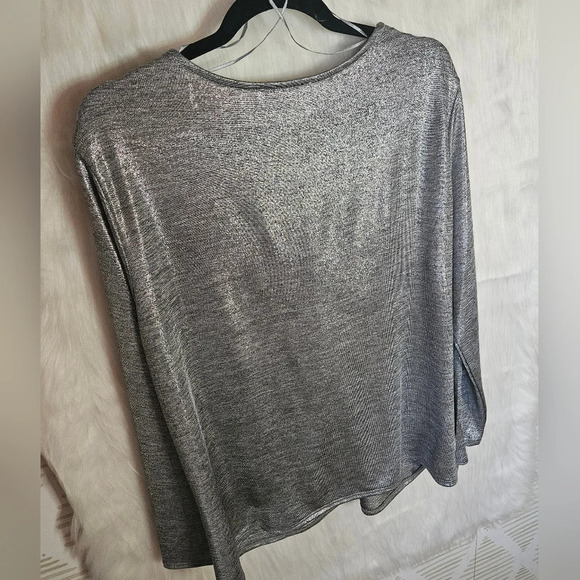 Halston Holiday Argent Draped Front Longsleeve Top - Picture 4 of 6